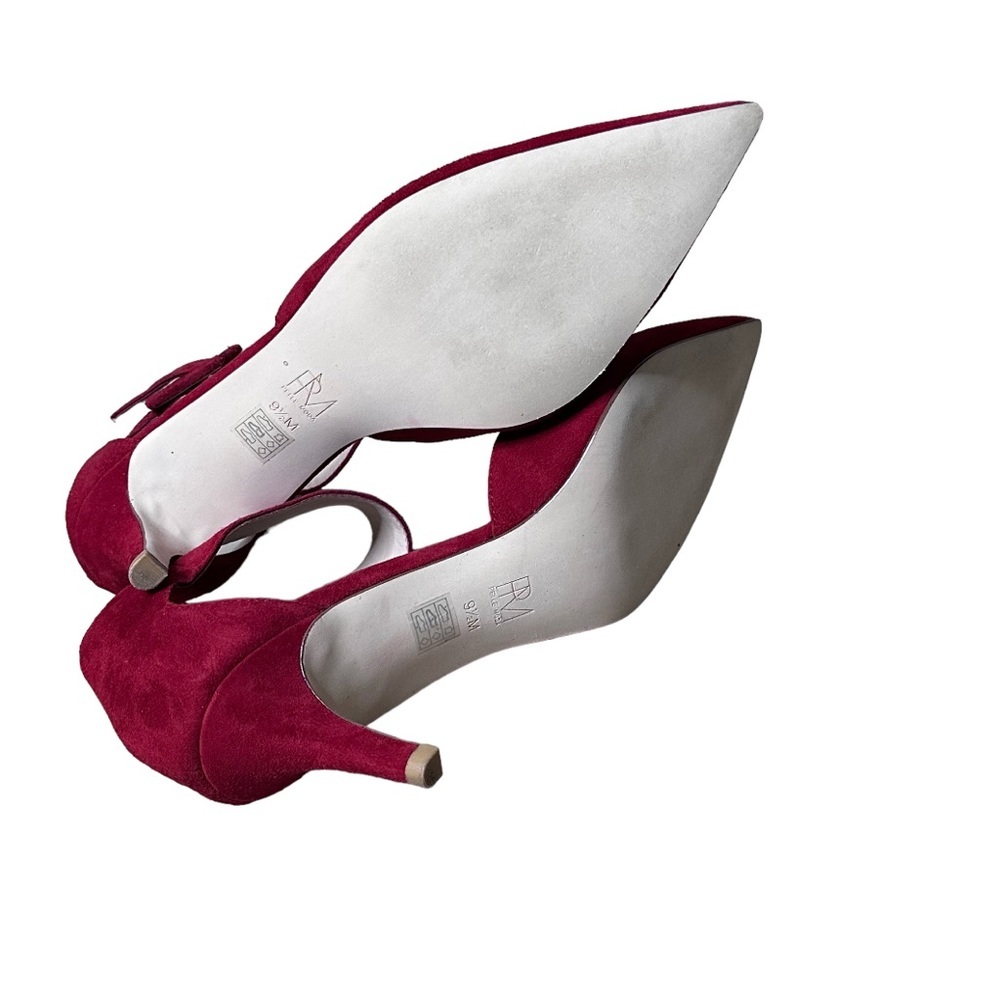 Pelle Moda Red Suede Pointed-Toe Ankle Strap Heels - Picture 7 of 9